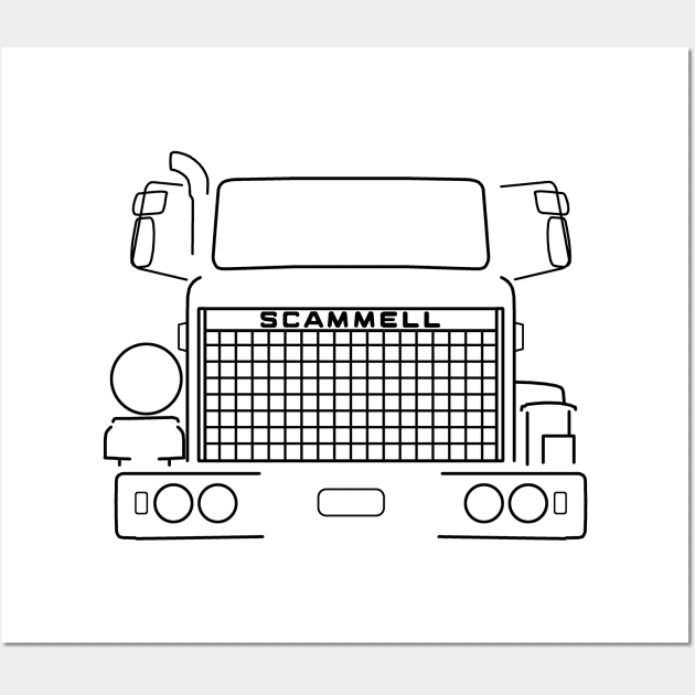 Scammell S24 classic lorry black outline graphic Wall Art by soitwouldseem